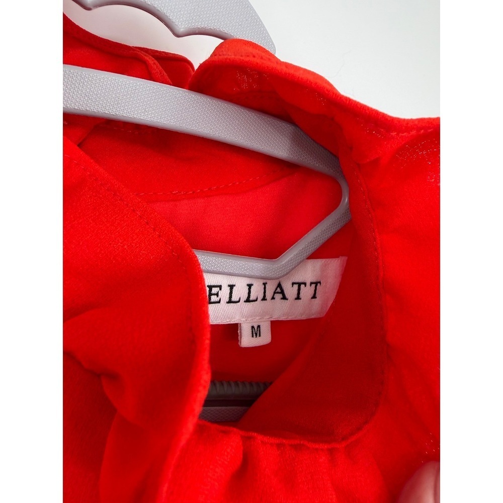 ELLIATT Red Ruffle High Neck Tiered Sleeveless Mini Dress Babydoll Anthropologie - Picture 7 of 7